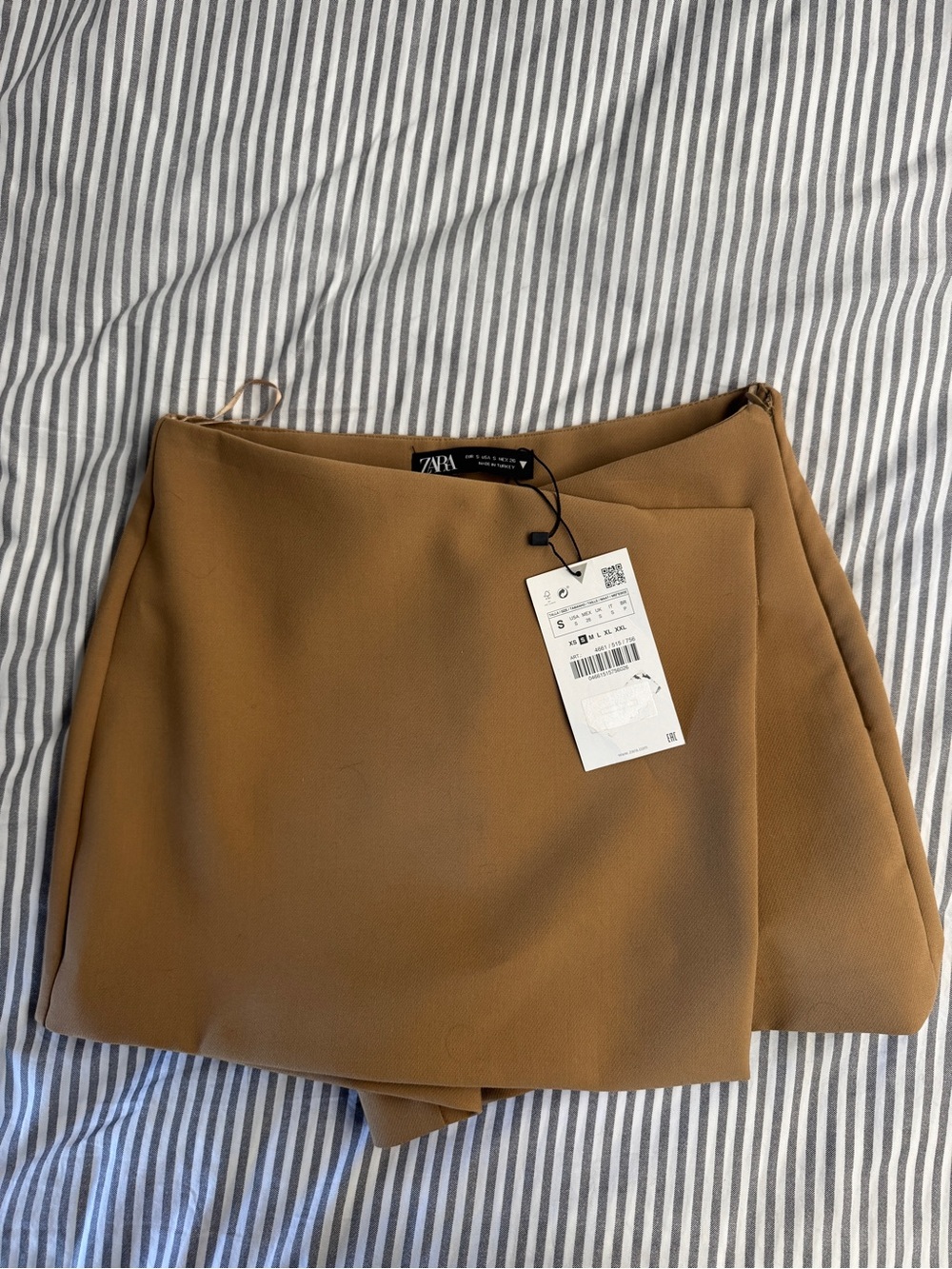 Zara Tan Wrap-Front Mini Skirt
